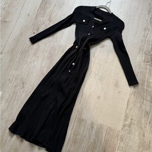 Elegant Black Ribbed Dress